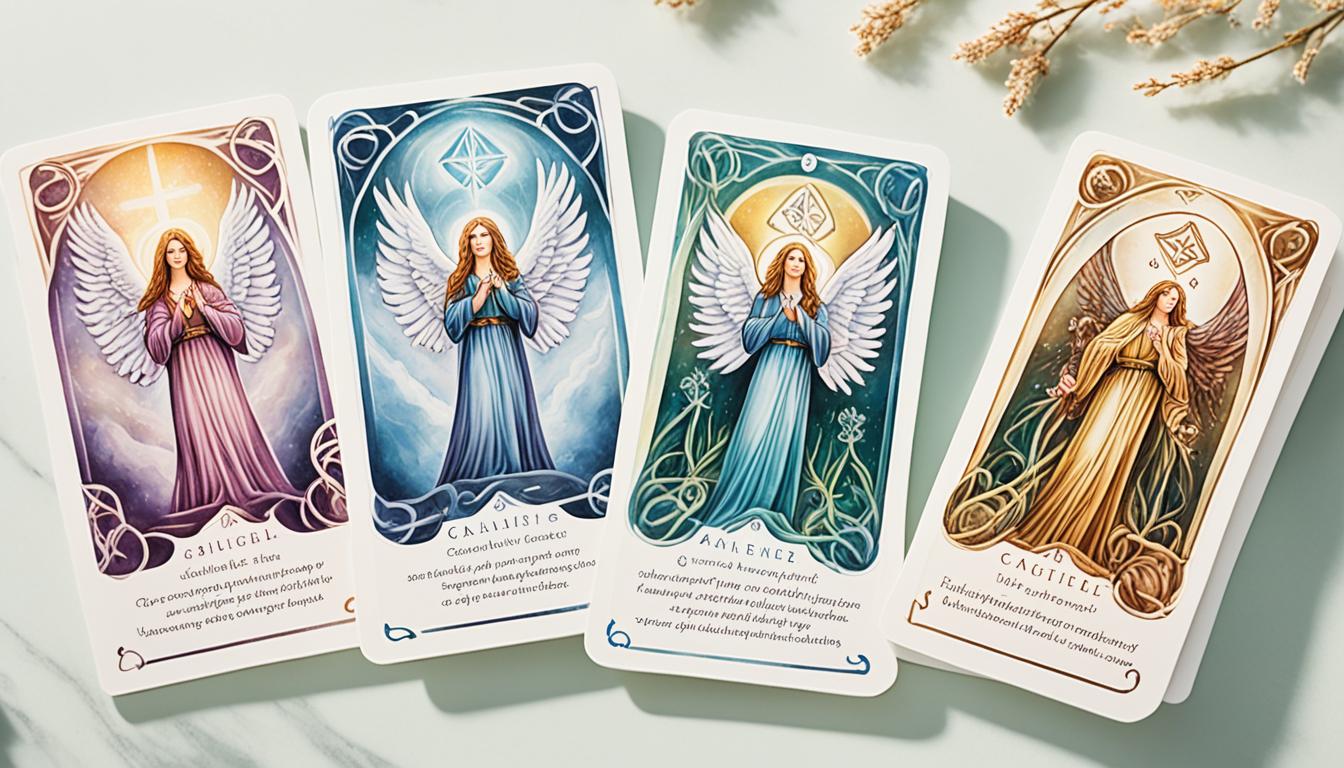 How do you interpret angel cards in a four-card spread?