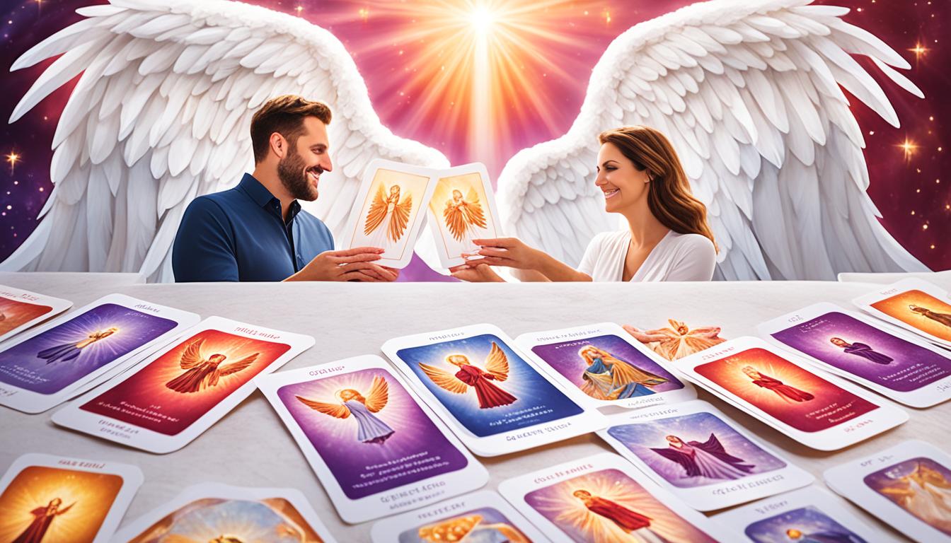 How do you interpret angel cards in a relationship spread?