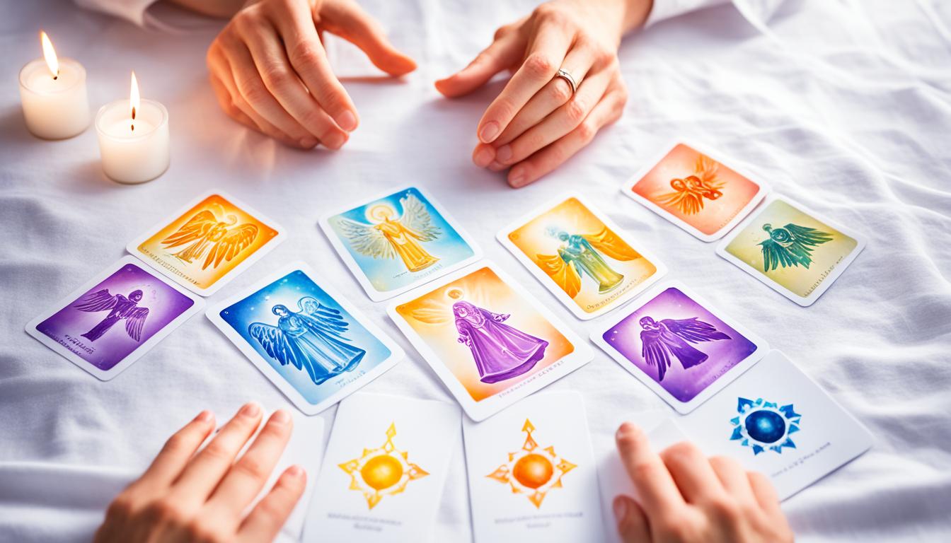 How do you interpret angel cards in a seven-card spread?