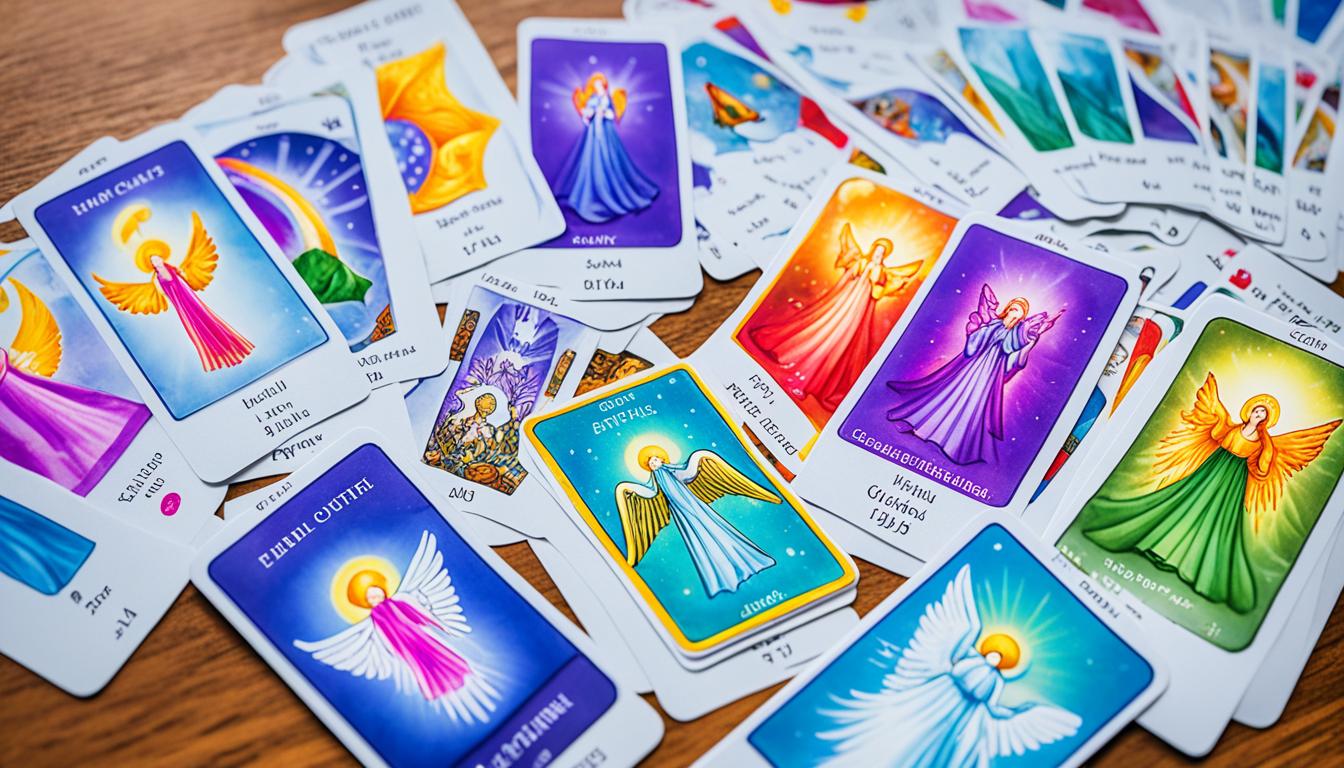 How do you interpret angel cards in a six-month forecast spread?