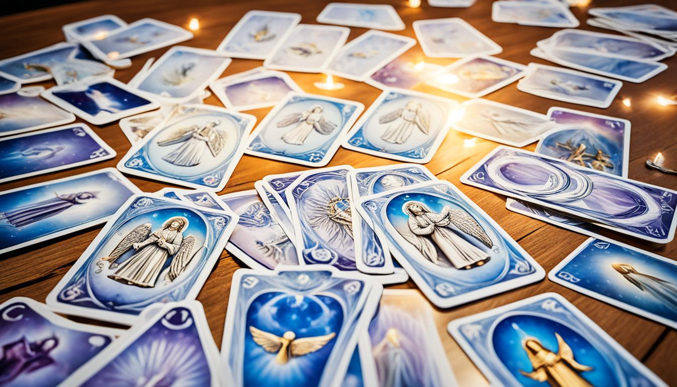 How do you interpret angel cards in a twenty-card spread?