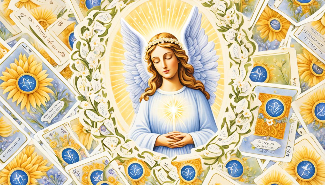 How do you interpret angel cards in an eighteen-card spread?