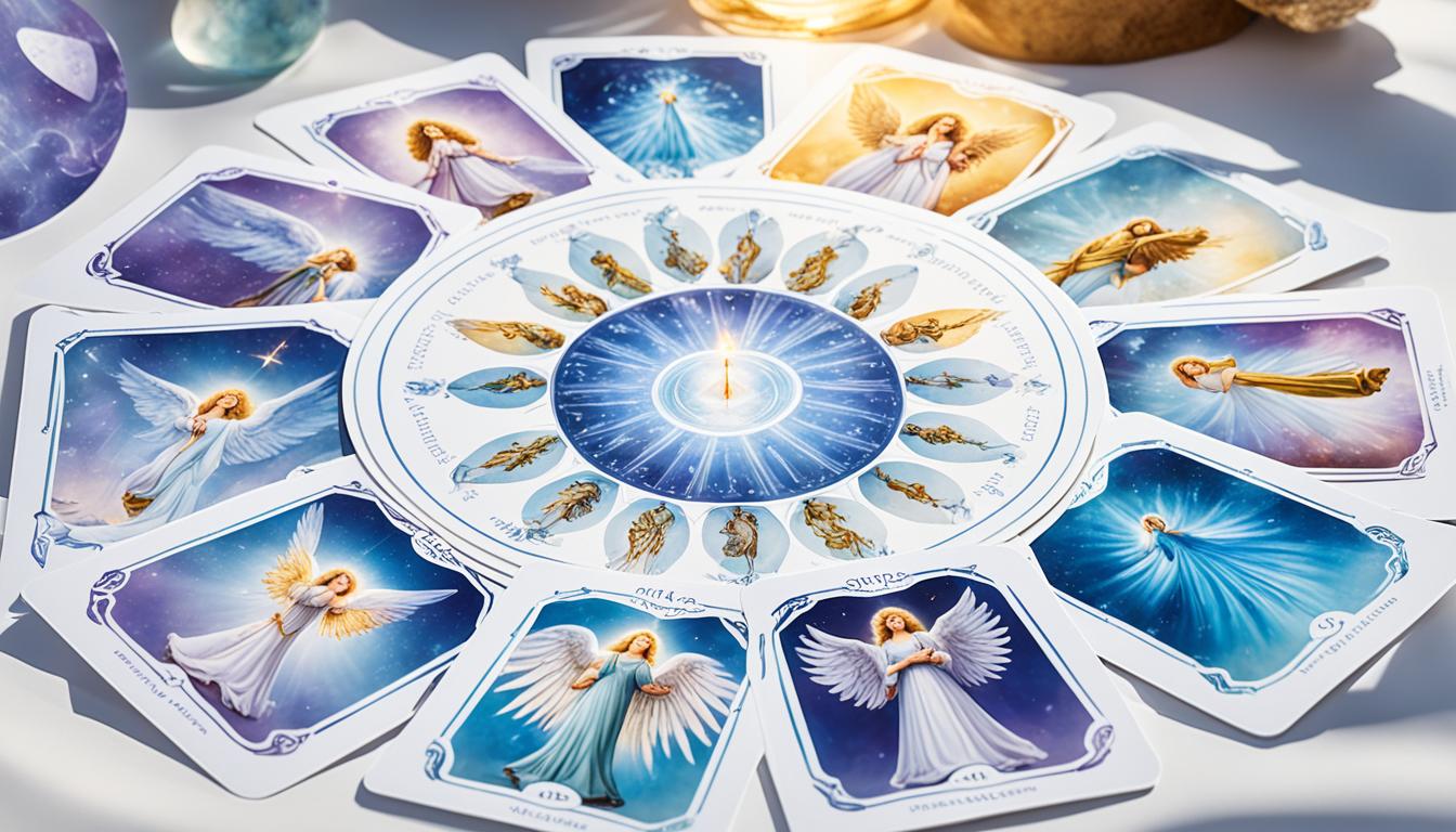 How do you interpret angel cards in an eleven-card spread?