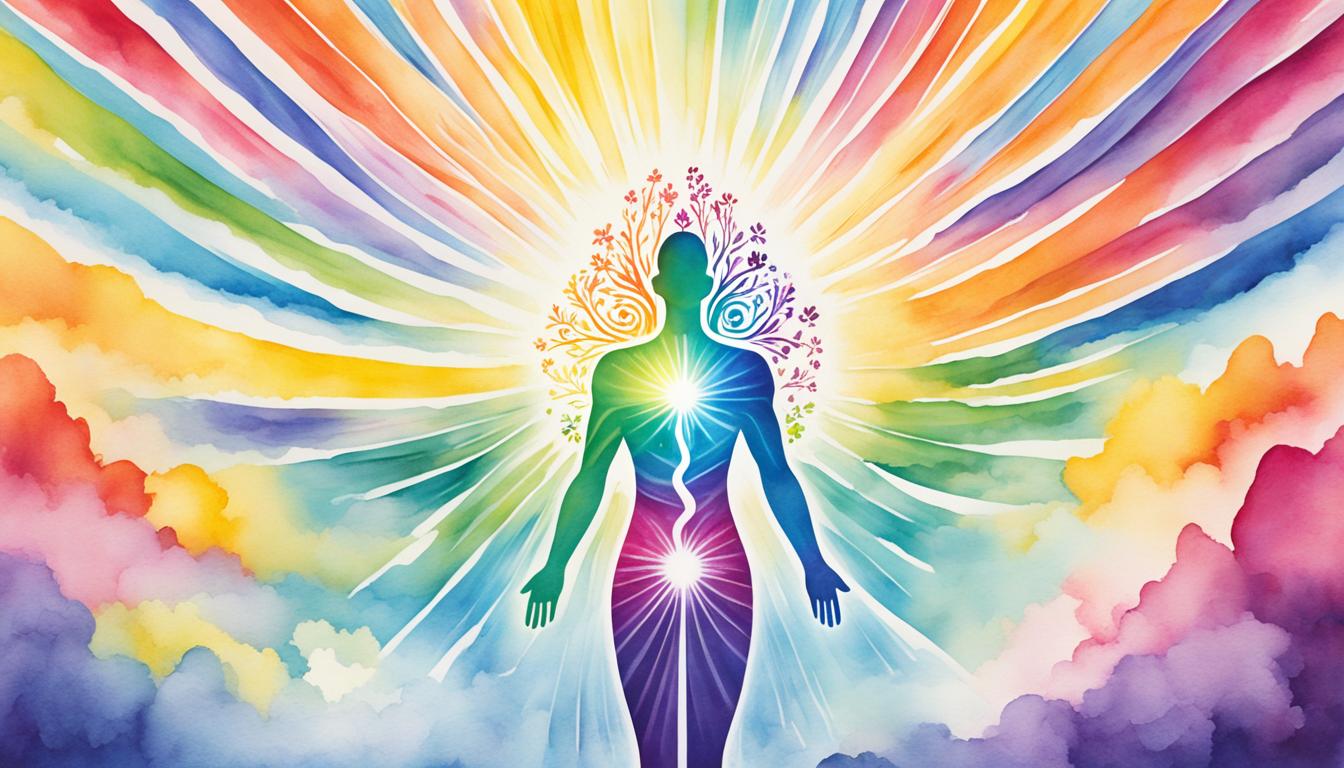 What is the significance of an aura with a rainbow effect?